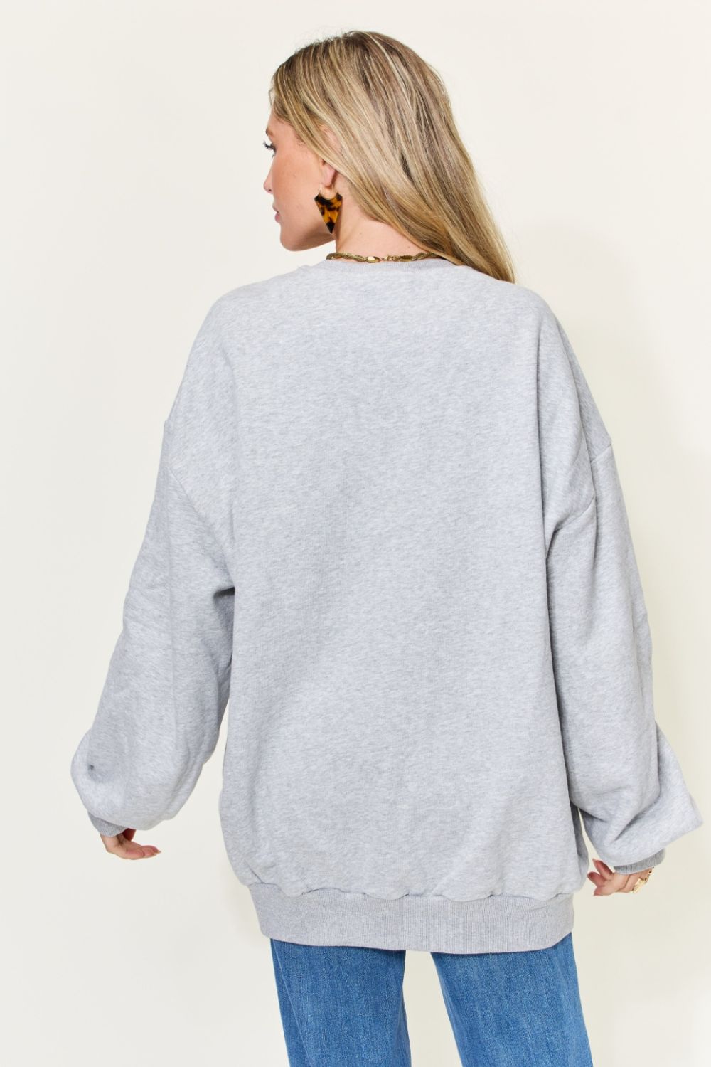 Simply Love Full Size HOPPY EASTER Drop Shoulder Oversized Sweatshirt