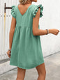 Ivy Lane Button Up V-Neck Cap Sleeve Mini Dress