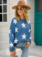 Star Round Neck Dropped Shoulder Sweater