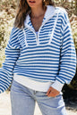 Striped Half Zip Long Sleeve Sweater