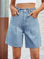 High Waist Denim Shorts with Pockets