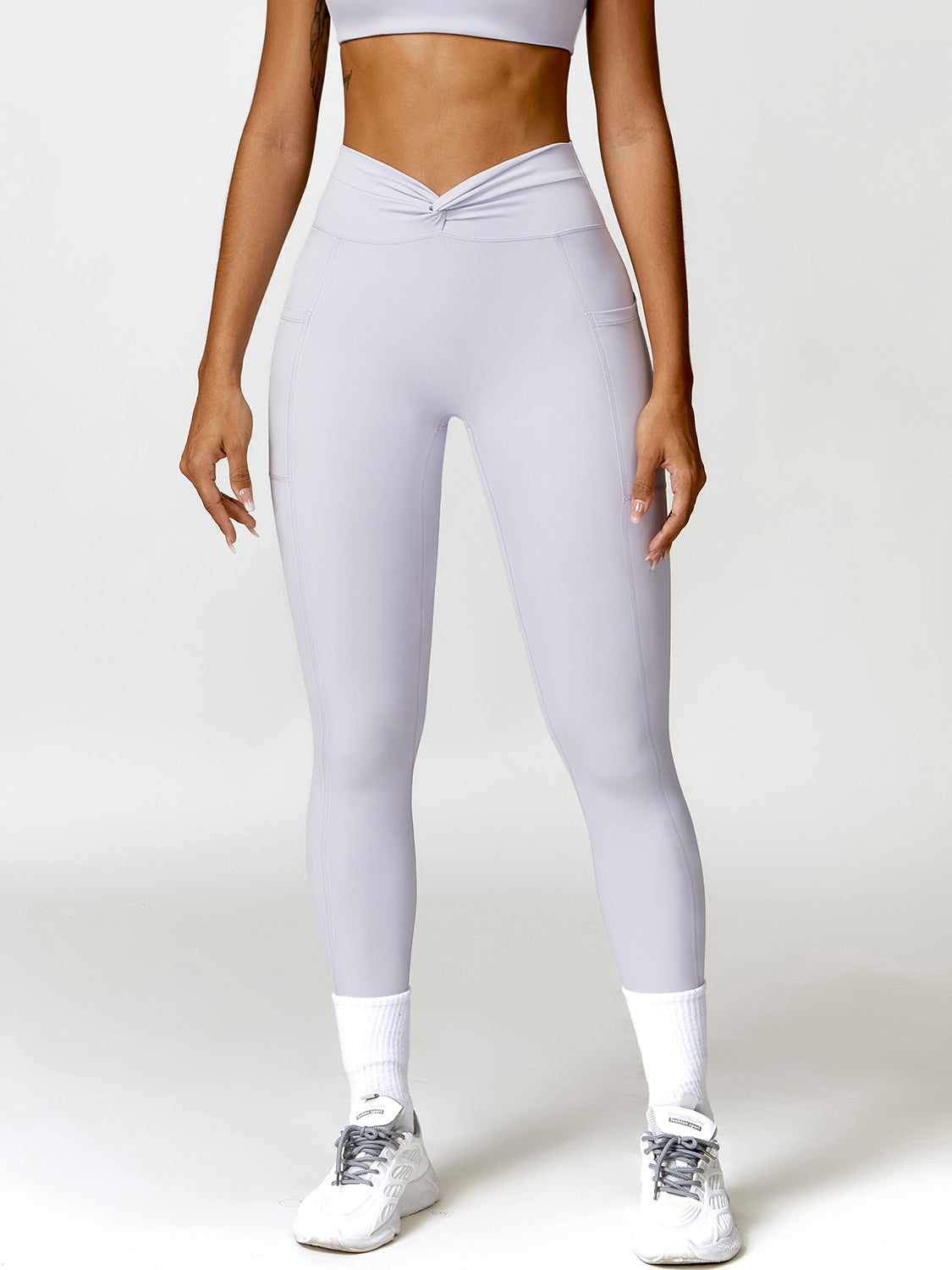 Twisted High Waist Active Pants with Pockets