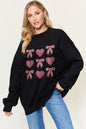 Simply Love Full Size Bow & Heart Graphic Long Sleeve Sweatshirt