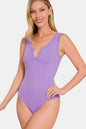 Zenana Microfiber Notched Sleeveless Bodysuit