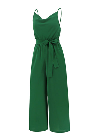 Tied Spaghetti Strap Wide Leg Jumpsuit