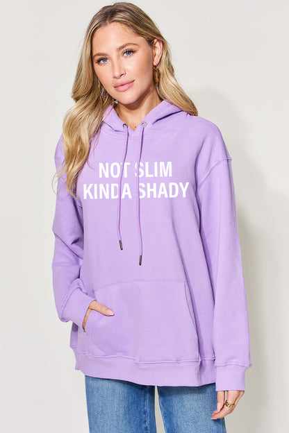 Simply Love Full Size NOT SLIM KINDA SHADY Long Sleeve Hoodie