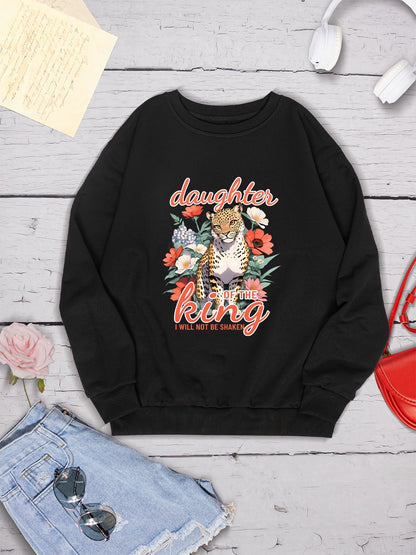 Leopard Graphic Round Neck Sweatshirt