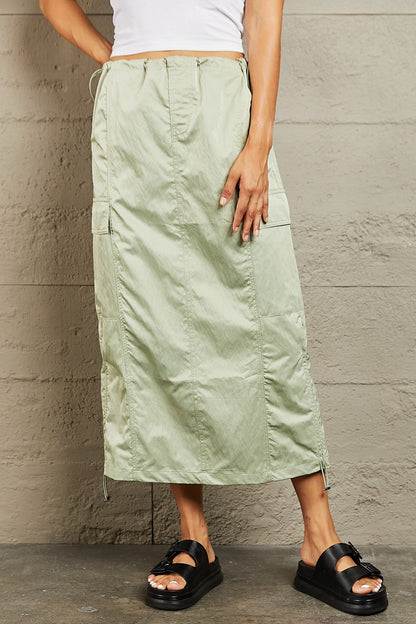 HYFVE Just In Time High Waisted Cargo Midi Skirt