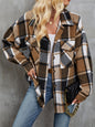 Plaid Button Up Dropped Shoulder Outerwear