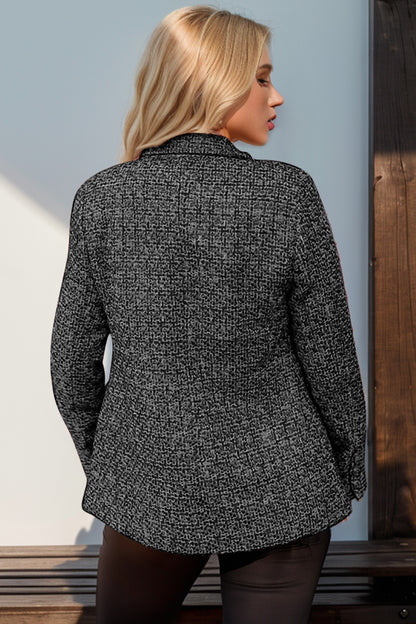 Double Take Full Size Long Sleeve Tweed Blazer