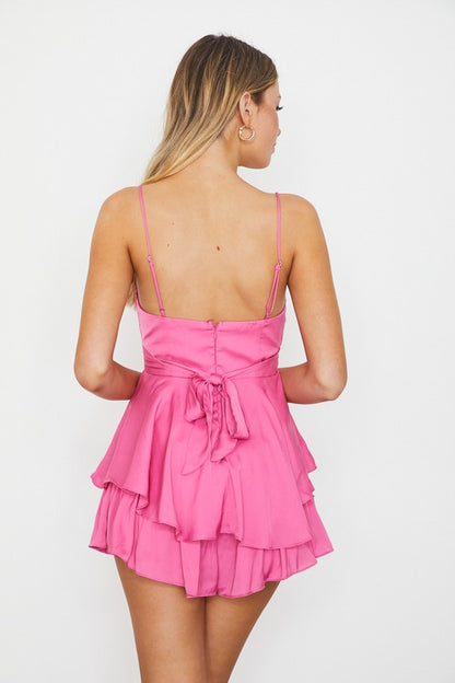 Double Ruched Cami Mini Romper