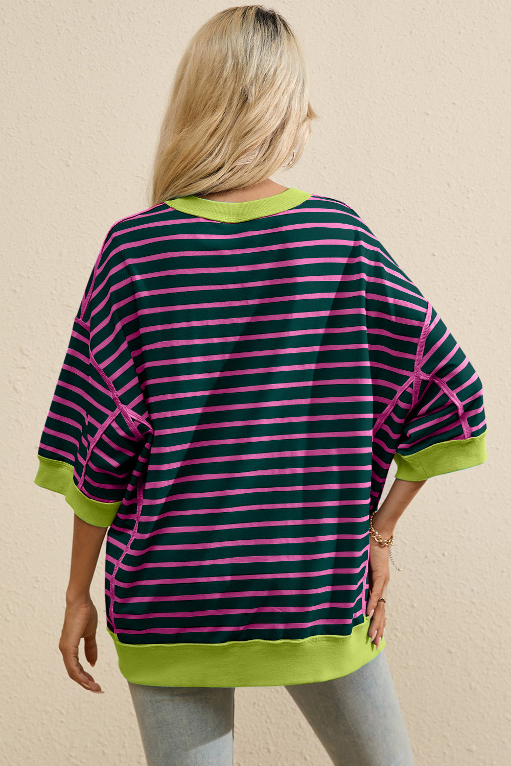 Striped Round Neck Half Sleeve T-Shirt