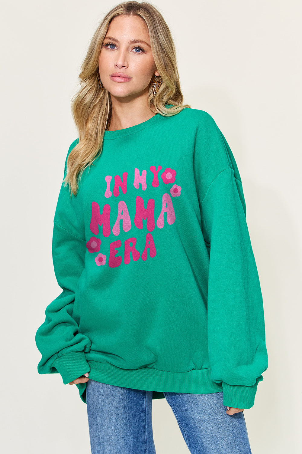Simply Love Full Size Letter Graphic Long Sleeve Sweatshirt