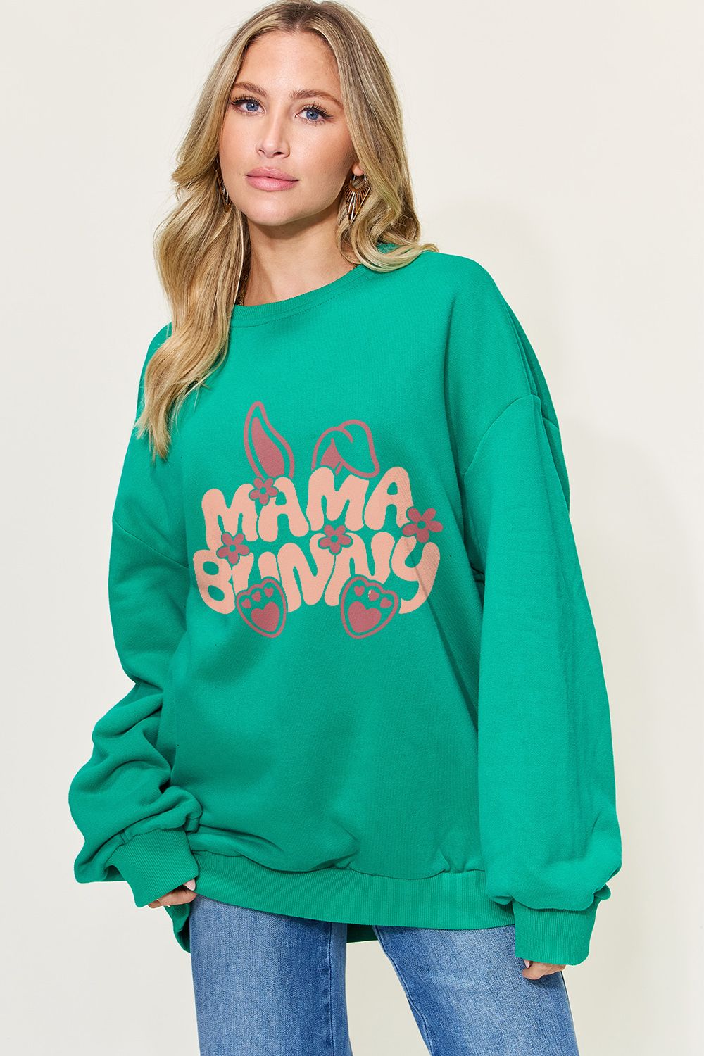 Simply Love Full Size MAMA BUNNY Graphic Drop Shoulder Oversized Sweatshirt