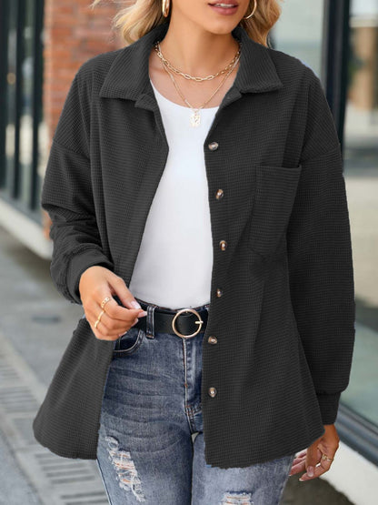 Button Up Dropped Shoulder Jacket