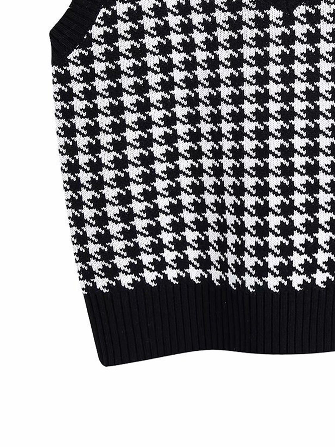 Houndstooth V-Neck Sweater Vest