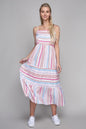 Striped Print Ruffle Hem Cami Dress