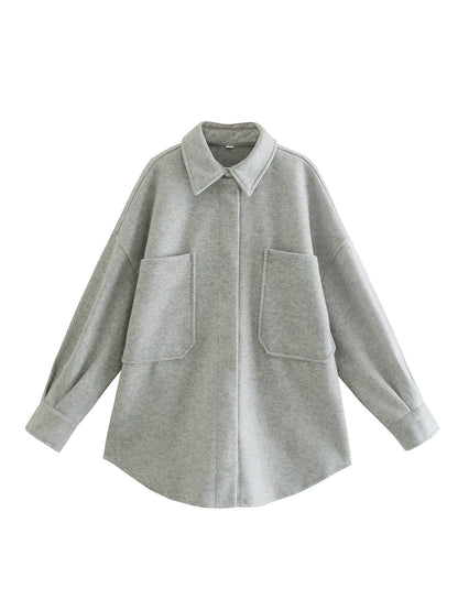 Women Autumn New Tweed Shirt Type Coat