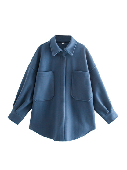 Women Autumn New Tweed Shirt Type Coat