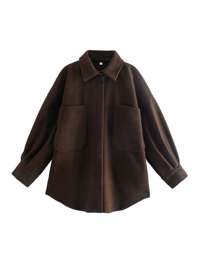 Women Autumn New Tweed Shirt Type Coat