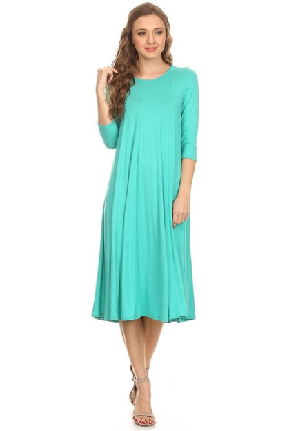 Solid jersey knit a-line dress