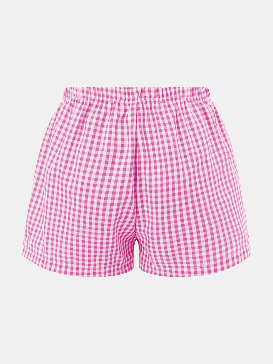 Plaid Elastic Waist Shorts