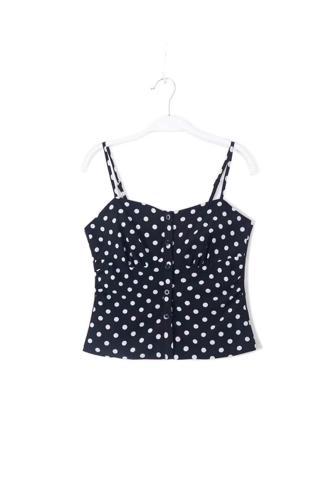 French Polka Dot V neck Sling Vest Summer Breasted Women Cropped Top