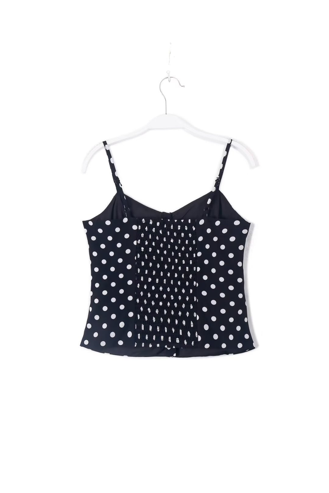 French Polka Dot V neck Sling Vest Summer Breasted Women Cropped Top