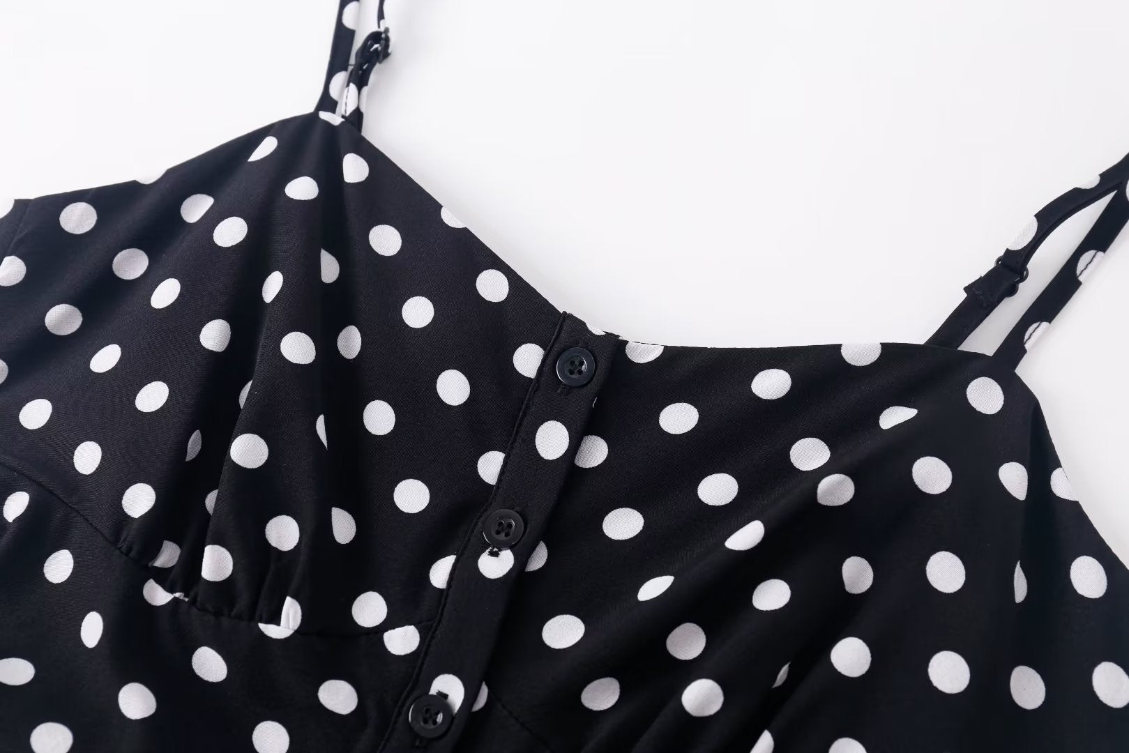 French Polka Dot V neck Sling Vest Summer Breasted Women Cropped Top