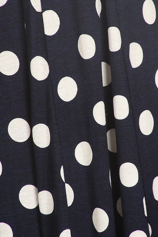 Paneled polka dot a-line midi dress