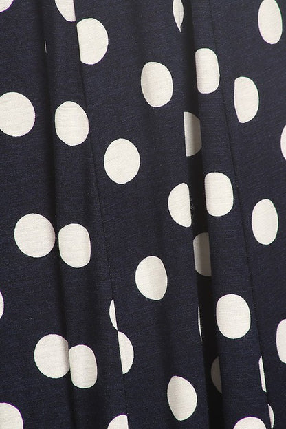 Paneled polka dot a-line midi dress