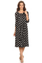 Paneled polka dot a-line midi dress