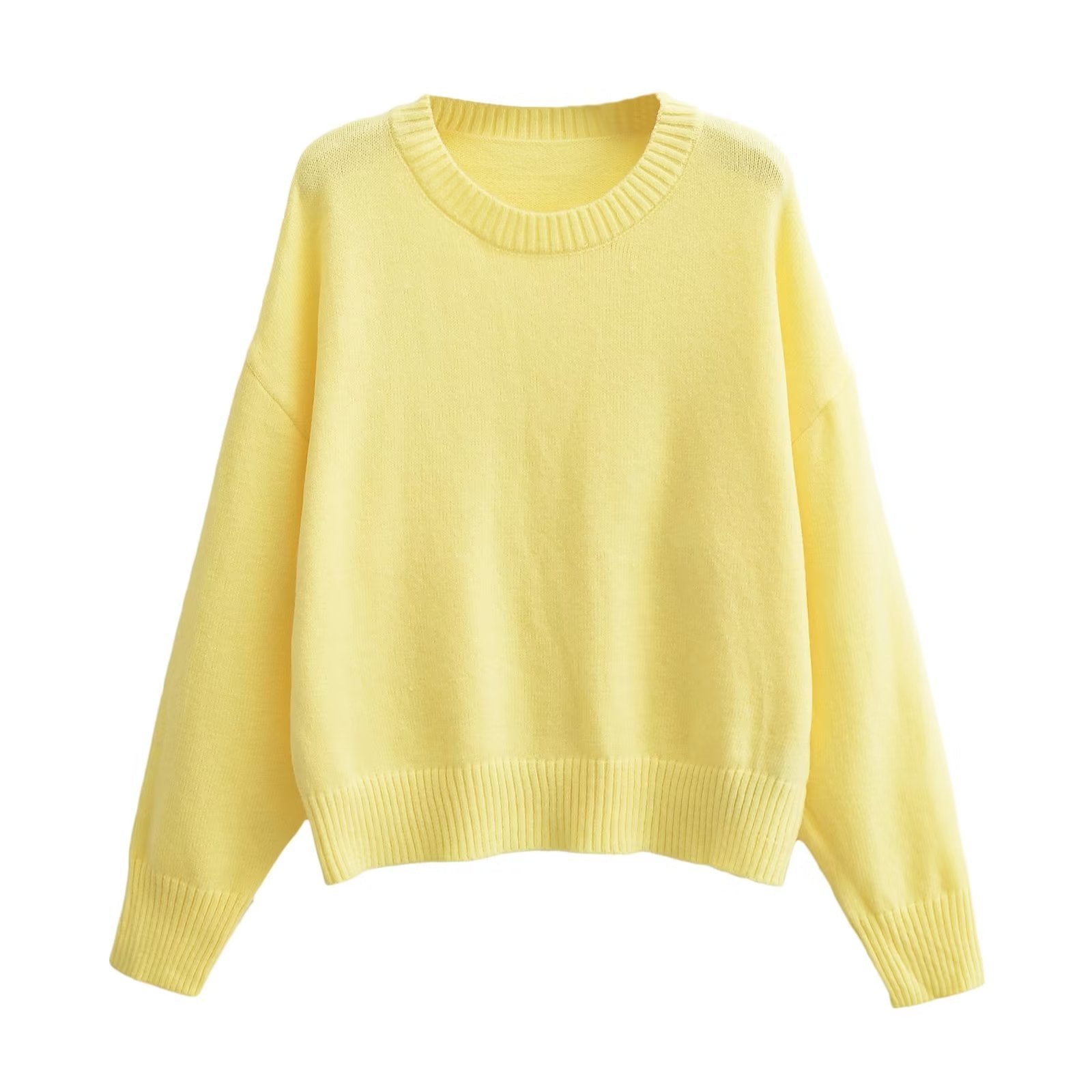 Fall Women Clothing Solid Color Long Sleeve Soft Pullover Sweater