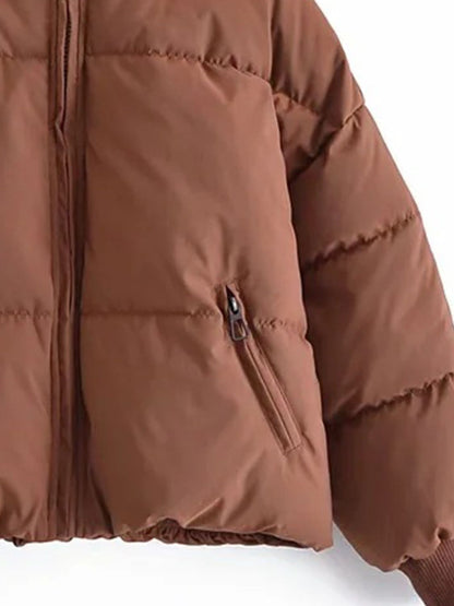 Zip Up Drawstring Winter Coat with Pockets