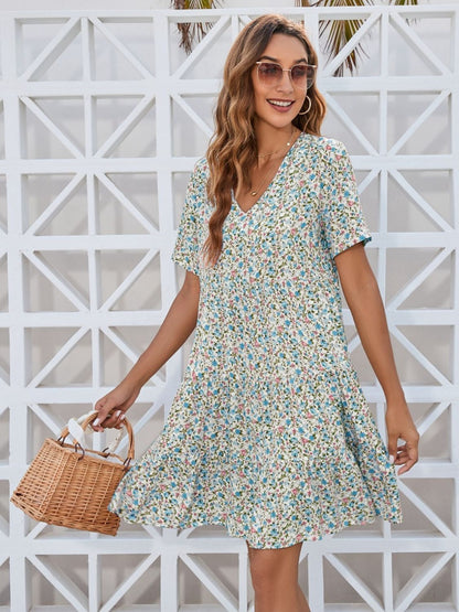 Ditsy Floral V-Neck Mini Dress