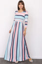 Quarter Sleeve Stripe Maxi Dress