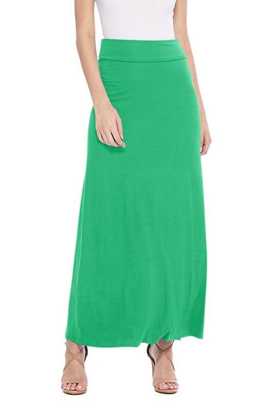 Solid, high waisted maxi skirt