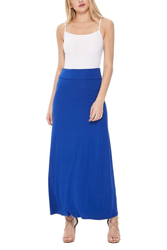 Solid, high waisted maxi skirt