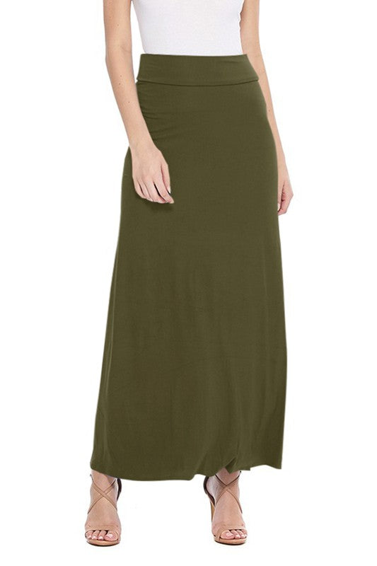 Solid, high waisted maxi skirt