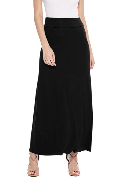 Solid, high waisted maxi skirt