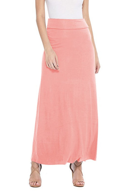 Solid, high waisted maxi skirt