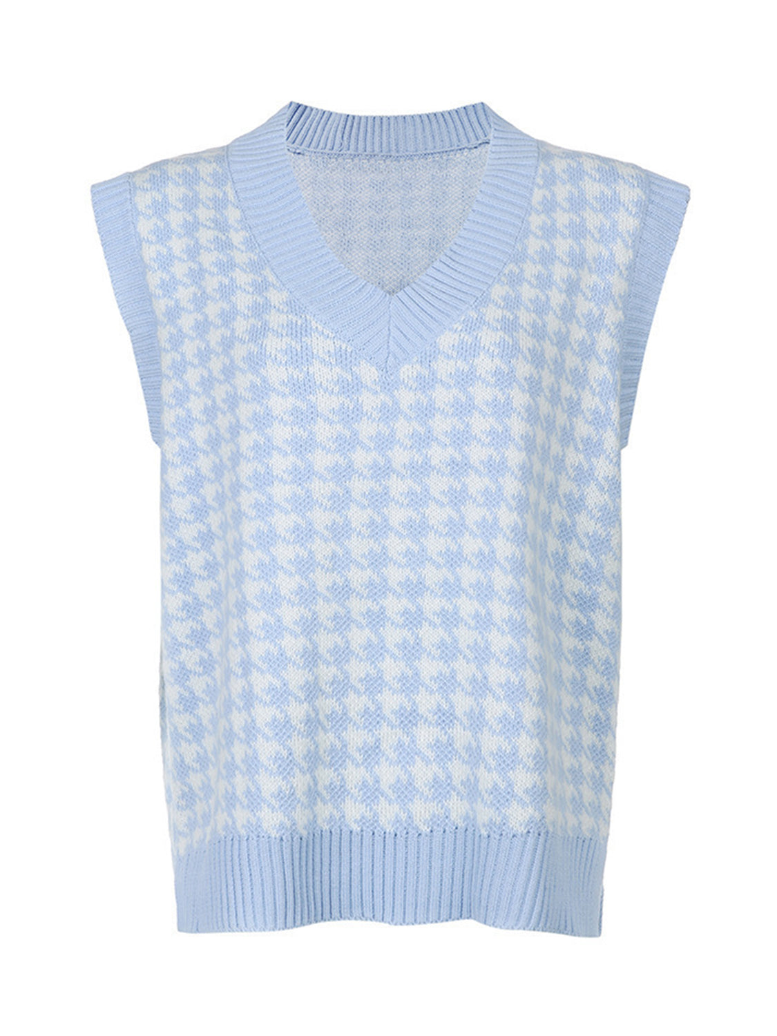 Houndstooth V-Neck Sweater Vest