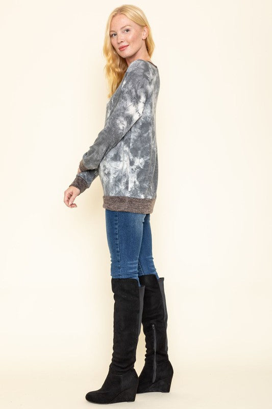 Tie Dye Raglan Two Tone Tunic