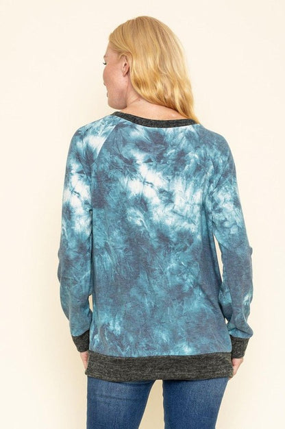 Tie Dye Raglan Two Tone Tunic