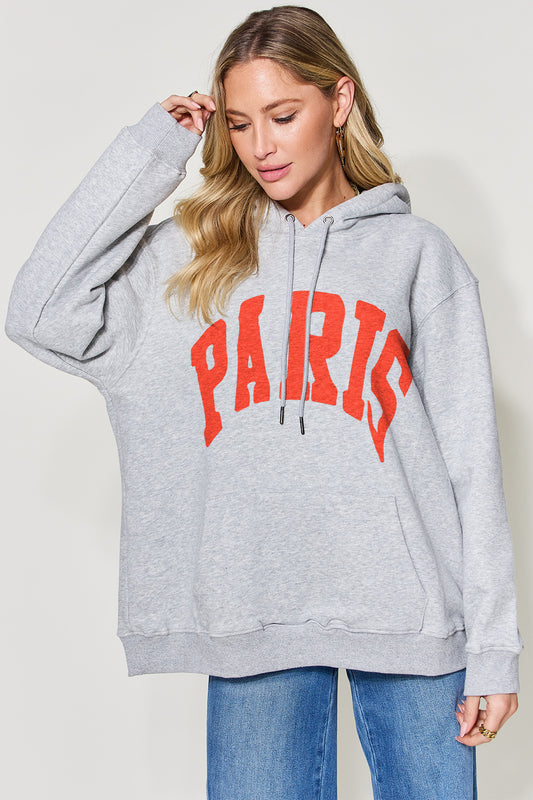 Simply Love Full Size PARIS Long Sleeve Drawstring Hoodie