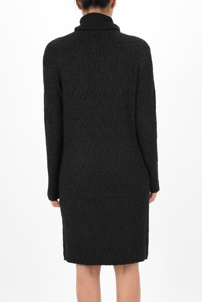 Loose Fit Turtleneck Long Sleeve Sweater Dress