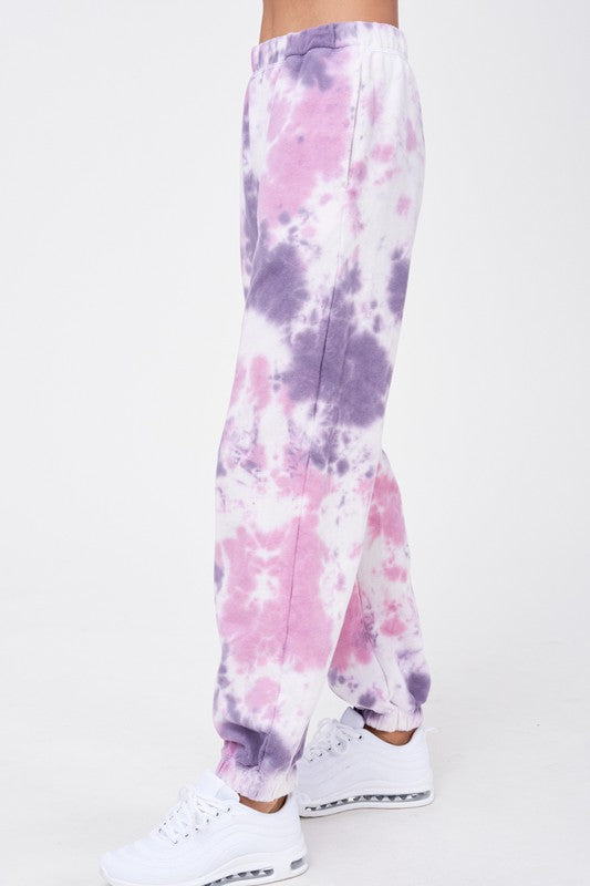 ELASTIC WAIST TIE DYE JOGGERS