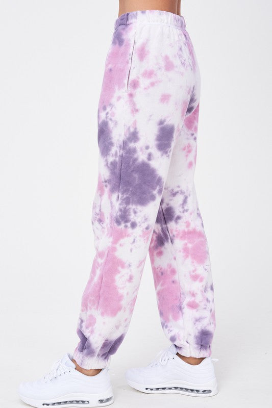 ELASTIC WAIST TIE DYE JOGGERS