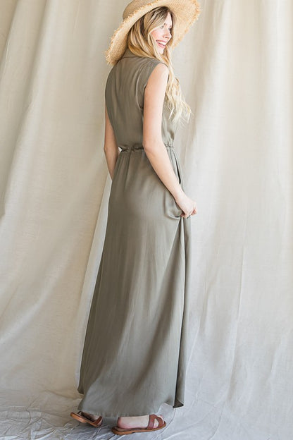 BUTTON DOWN MAXI DRESS