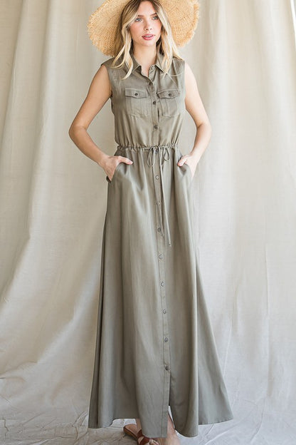 BUTTON DOWN MAXI DRESS